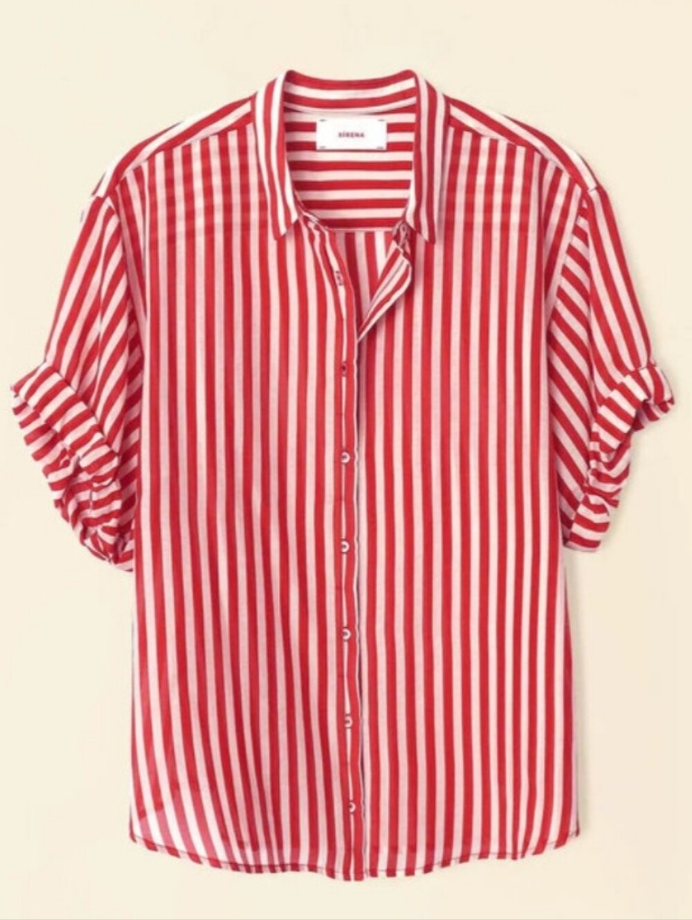 Xirena Channing Silk Blend Striped Button Down XS Oversized Coastal Resort Luxe